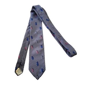 Vintage Dior Monsieur striped blue gray and pink silk necktie